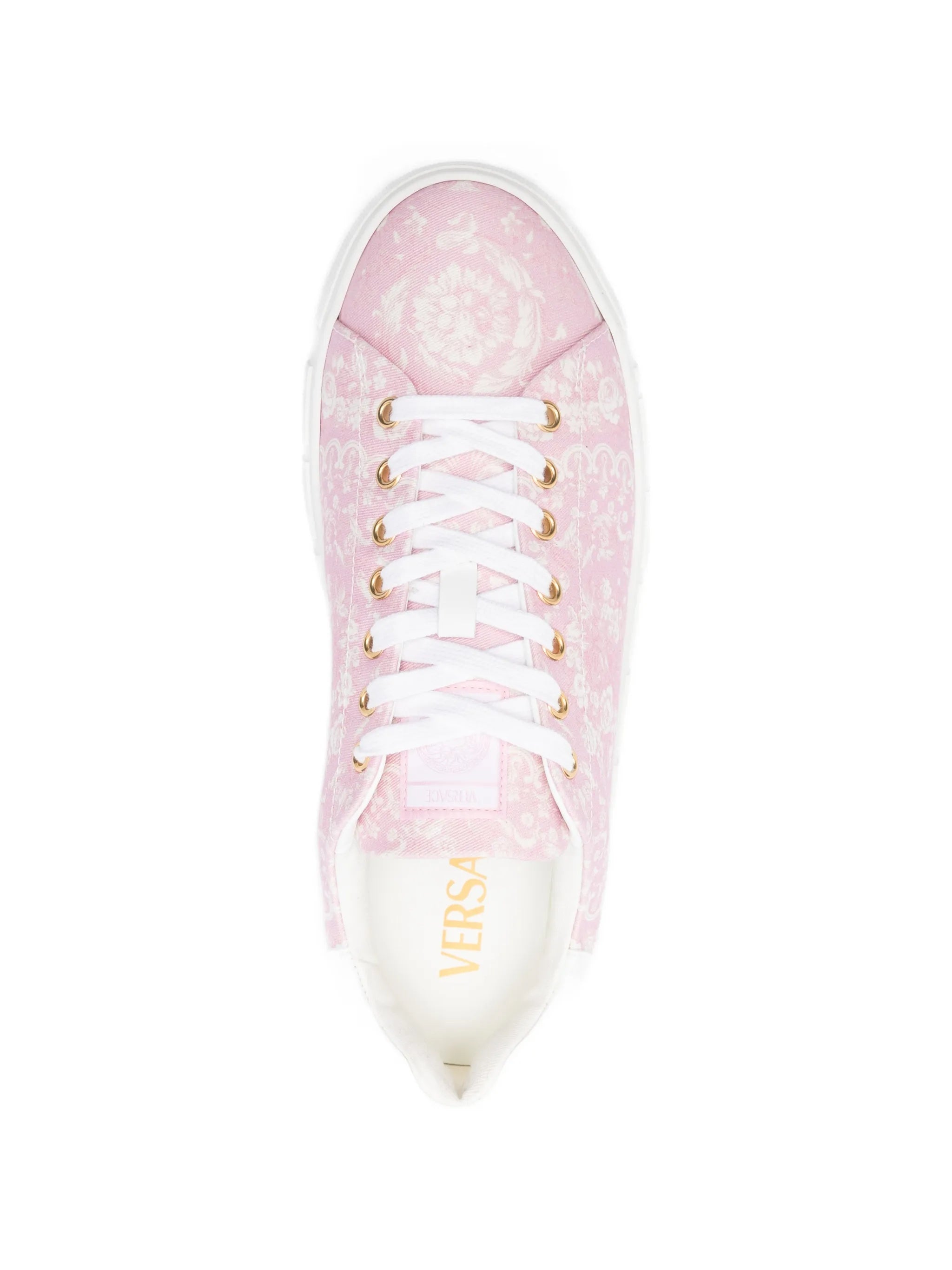 Pink Barocco Greca Floral Pattern Sneakers