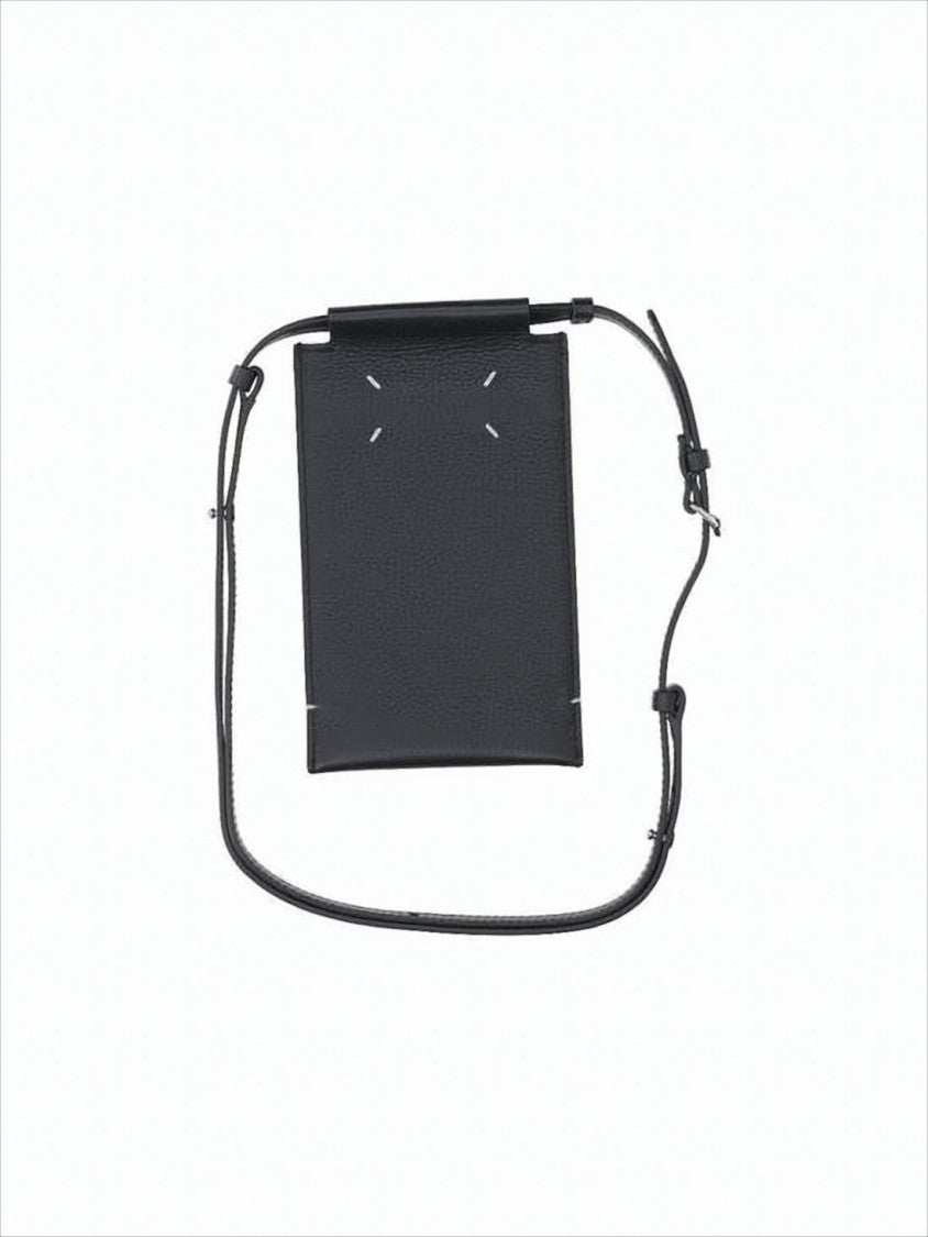 Textured Calf Leather Crossbody Bag With Signature Four Stitches