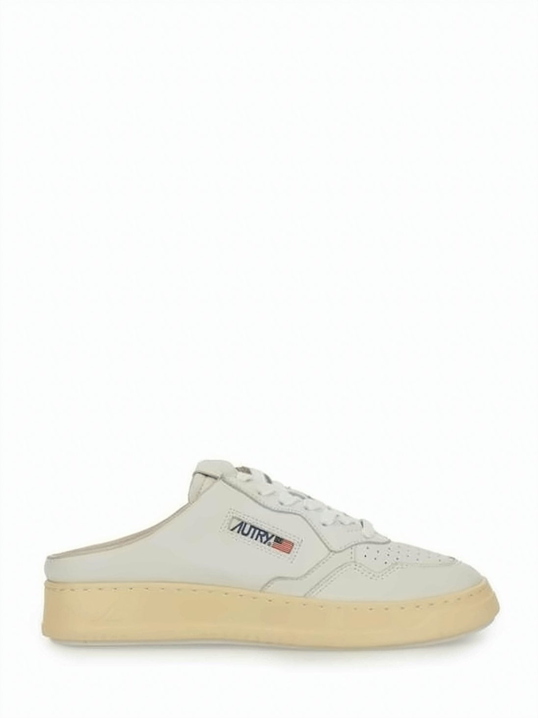 Napa Leather Mule-Sneakers with Perforated Toe