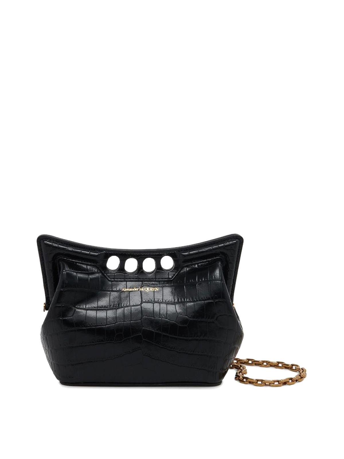 Structured Black Crocodile-Style Alexander McQueen Bag