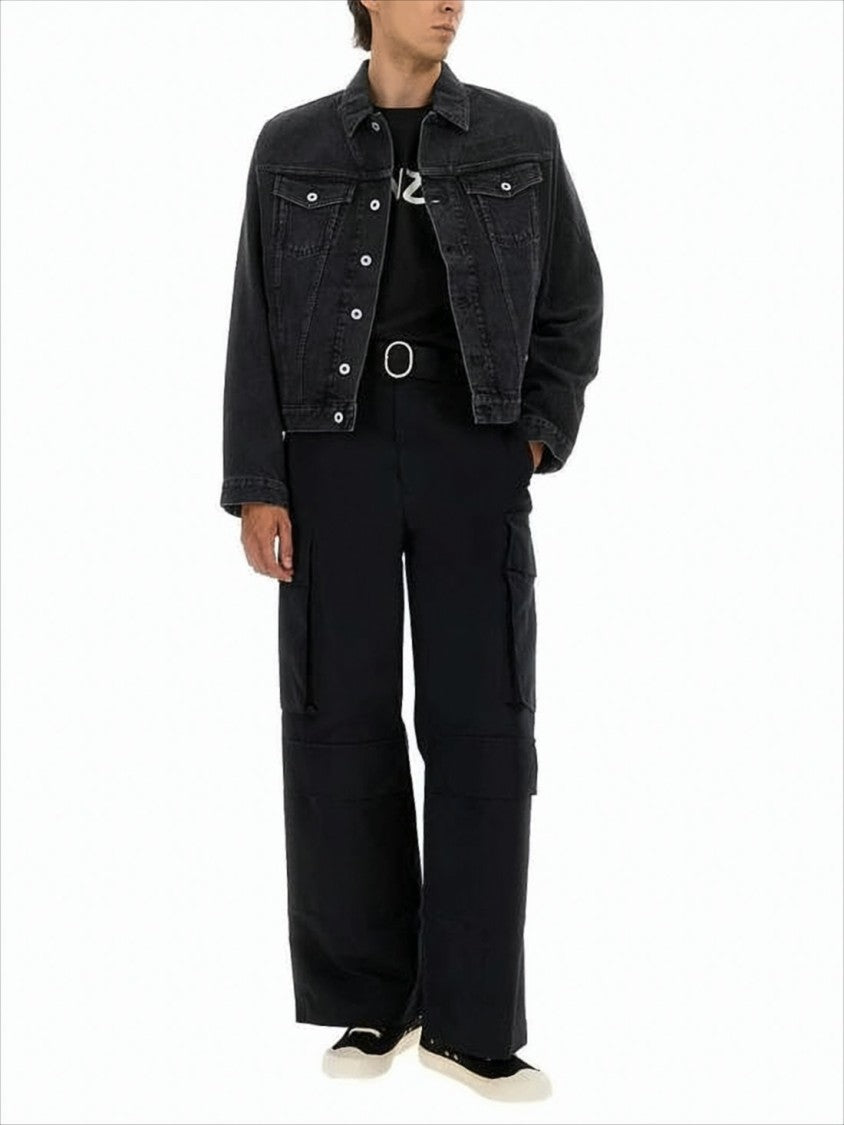 Black Denim Jacket With Silver-Tone Hardware And Floral Embroidery