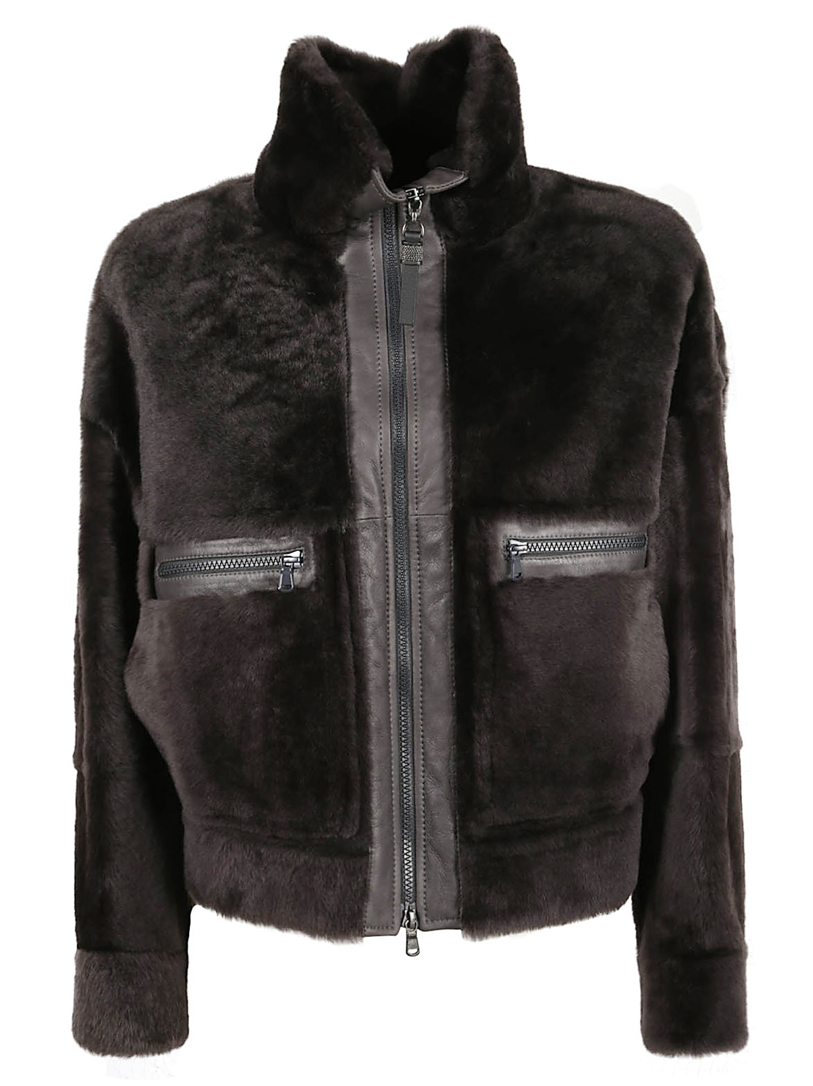 Shearling Jacket With High Neck