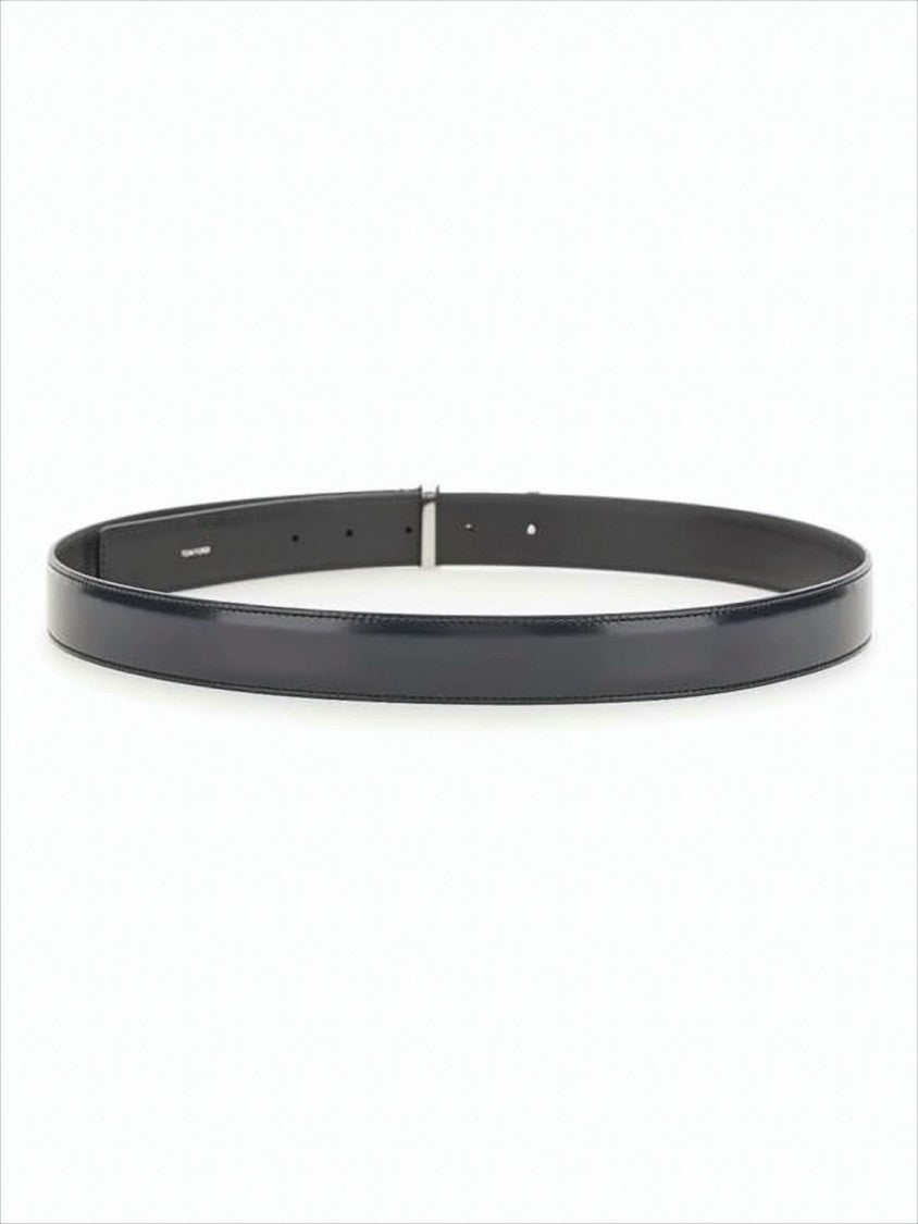 Polished Calf Leather Belt with Buckle
