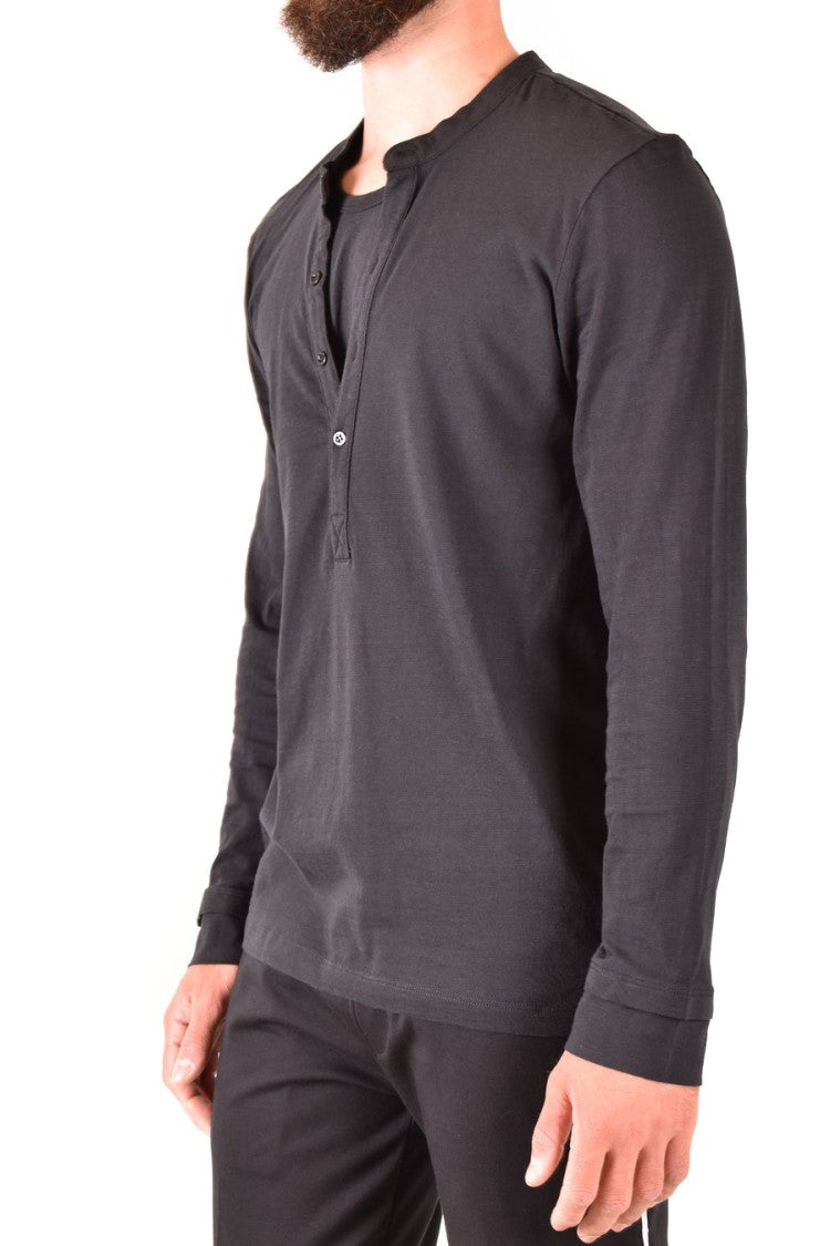 Long-Sleeve Black Cotton Shirt