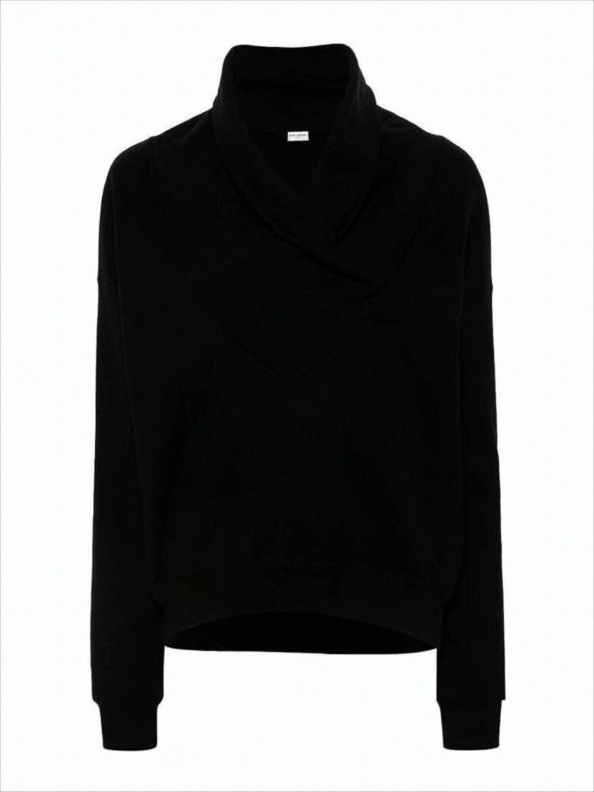 Draped Cowl Neck Long-Sleeve Top