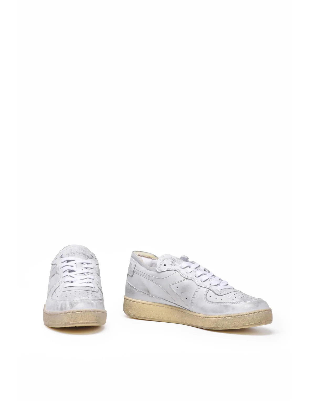Grey Leather Basket Row Sneakers