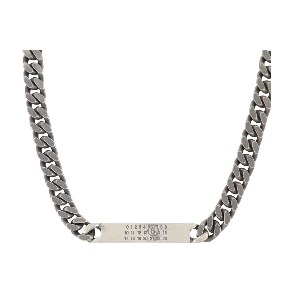 Minimal Logo Id Tag Necklace - Metal - Silver