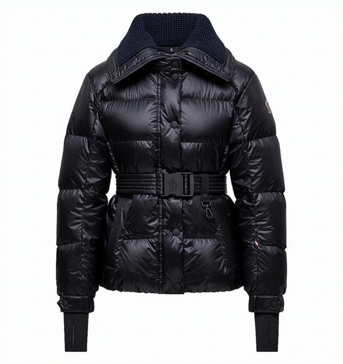 Quilted Down Jacket with Belted Waist