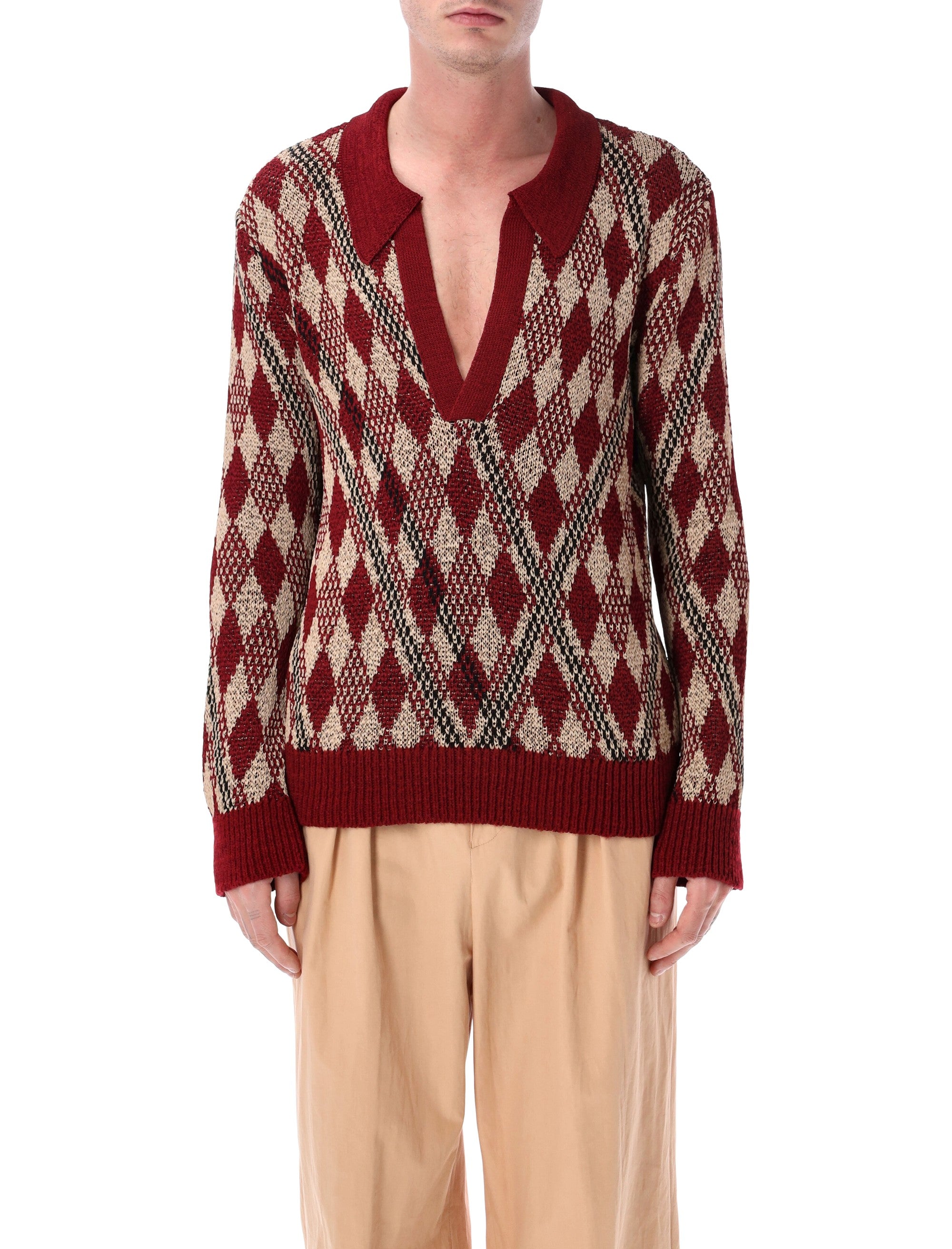 Macramé Polo Sweater
