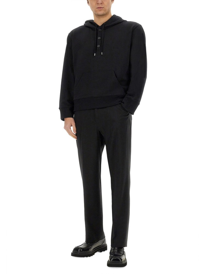 Relaxed Black Hoodie With Drawstring Hood