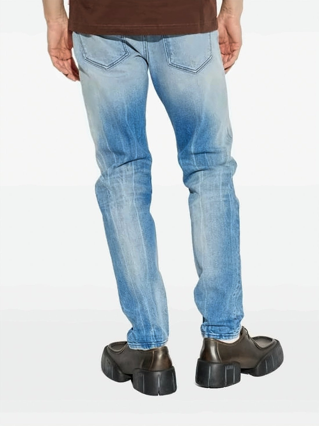 Slim-Fit Distressed Denim Jeans with Tapered Leg