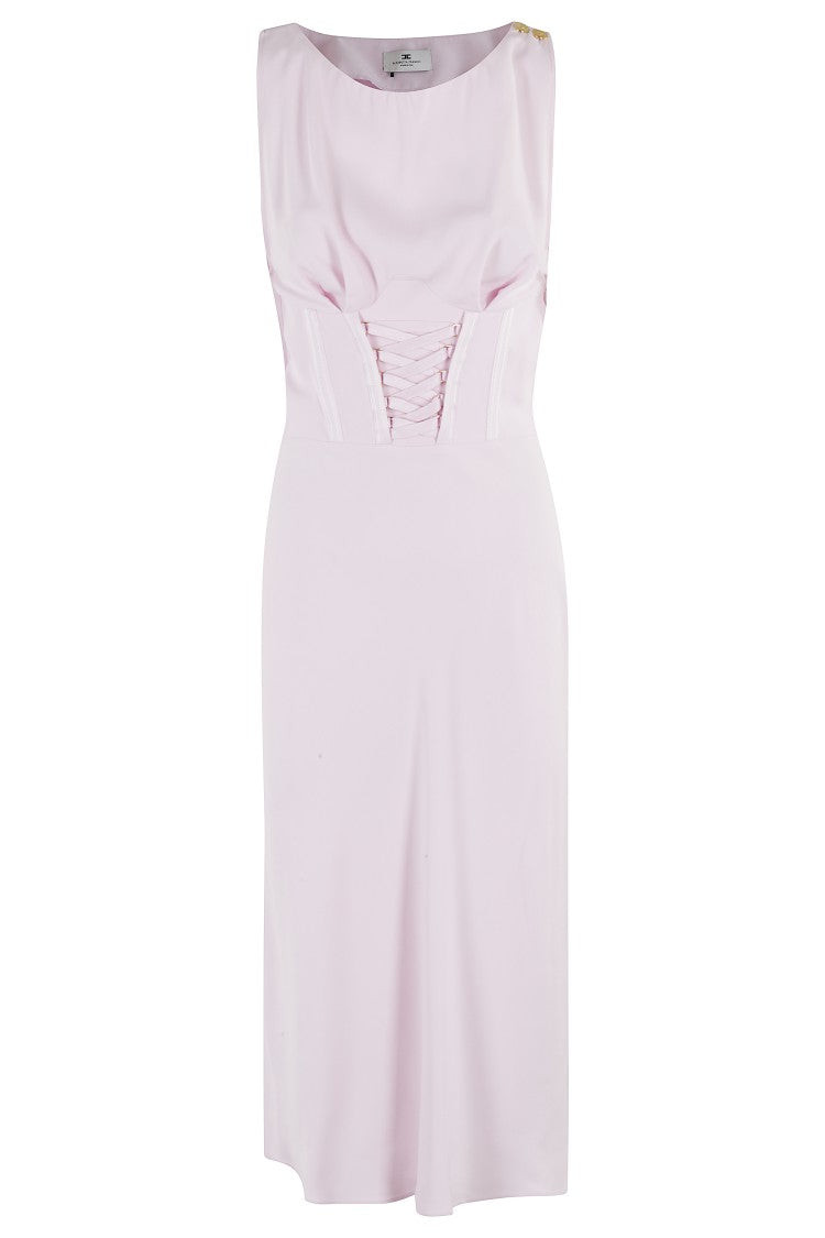 Sleeveless Midi Dress With Corset Effect