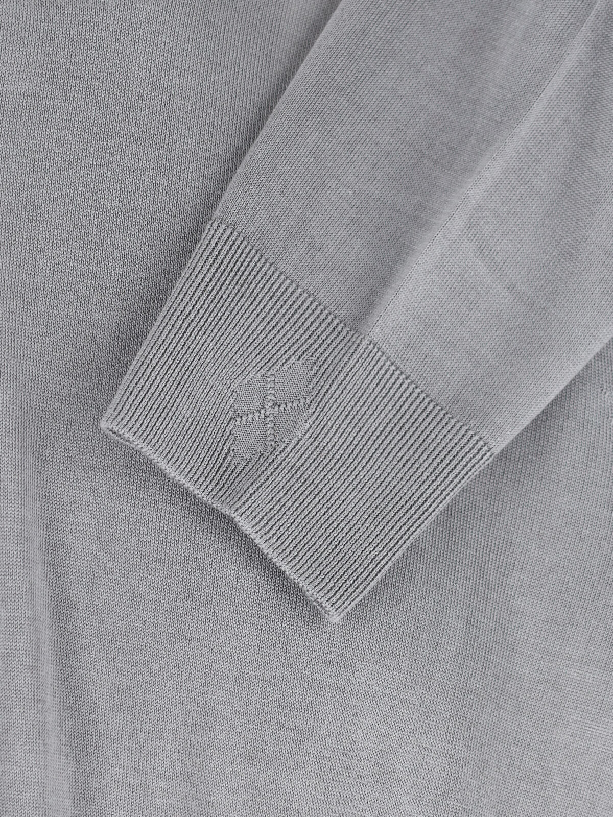 Grey Silk-Cashmere Ribbed Polo Sweater