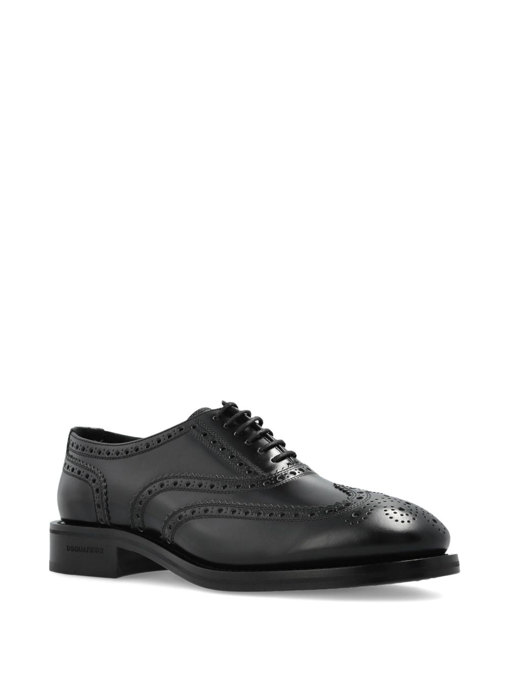Wingtip Lace-Up Black Leather Shoes