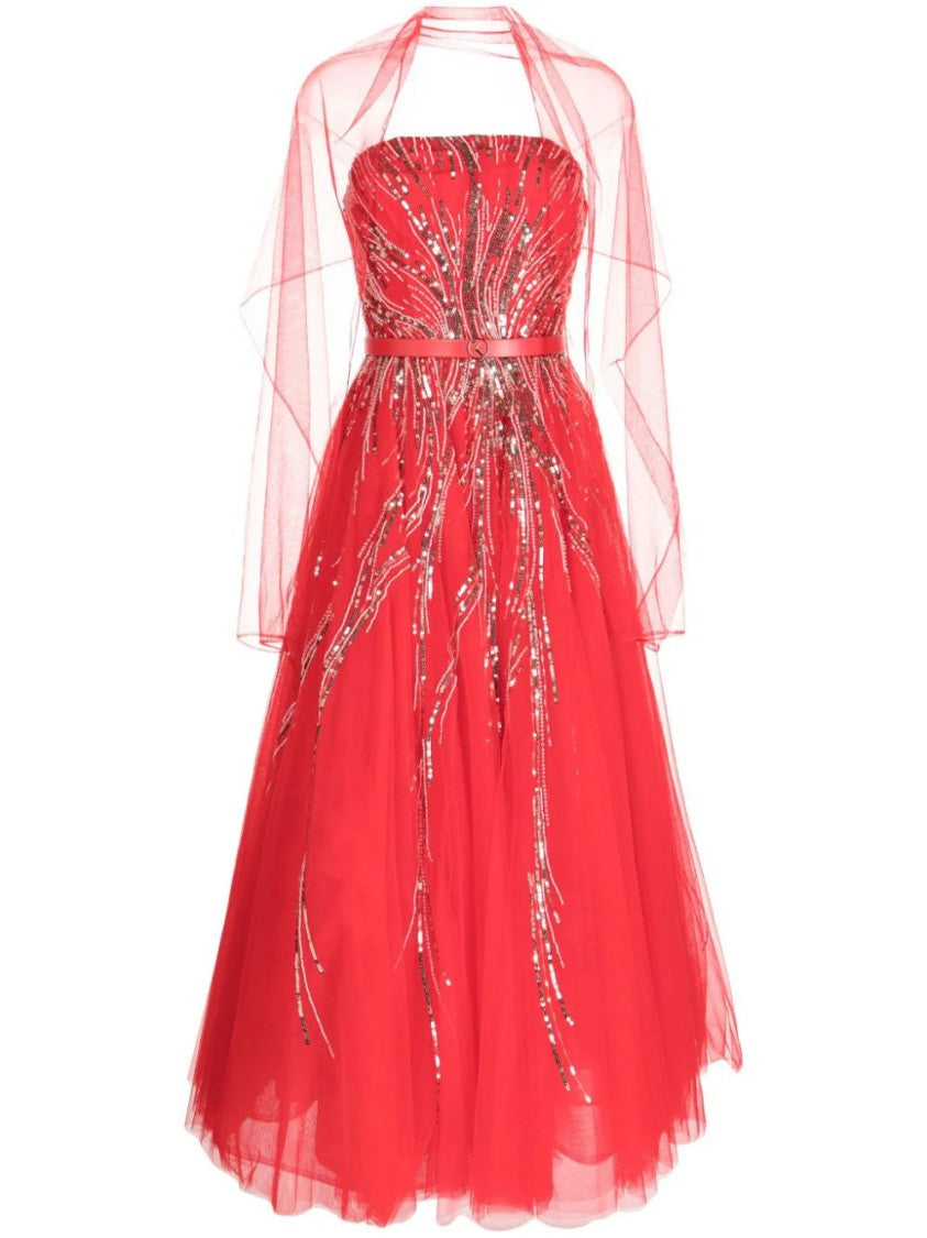 Midi Beaded Tulle Dress