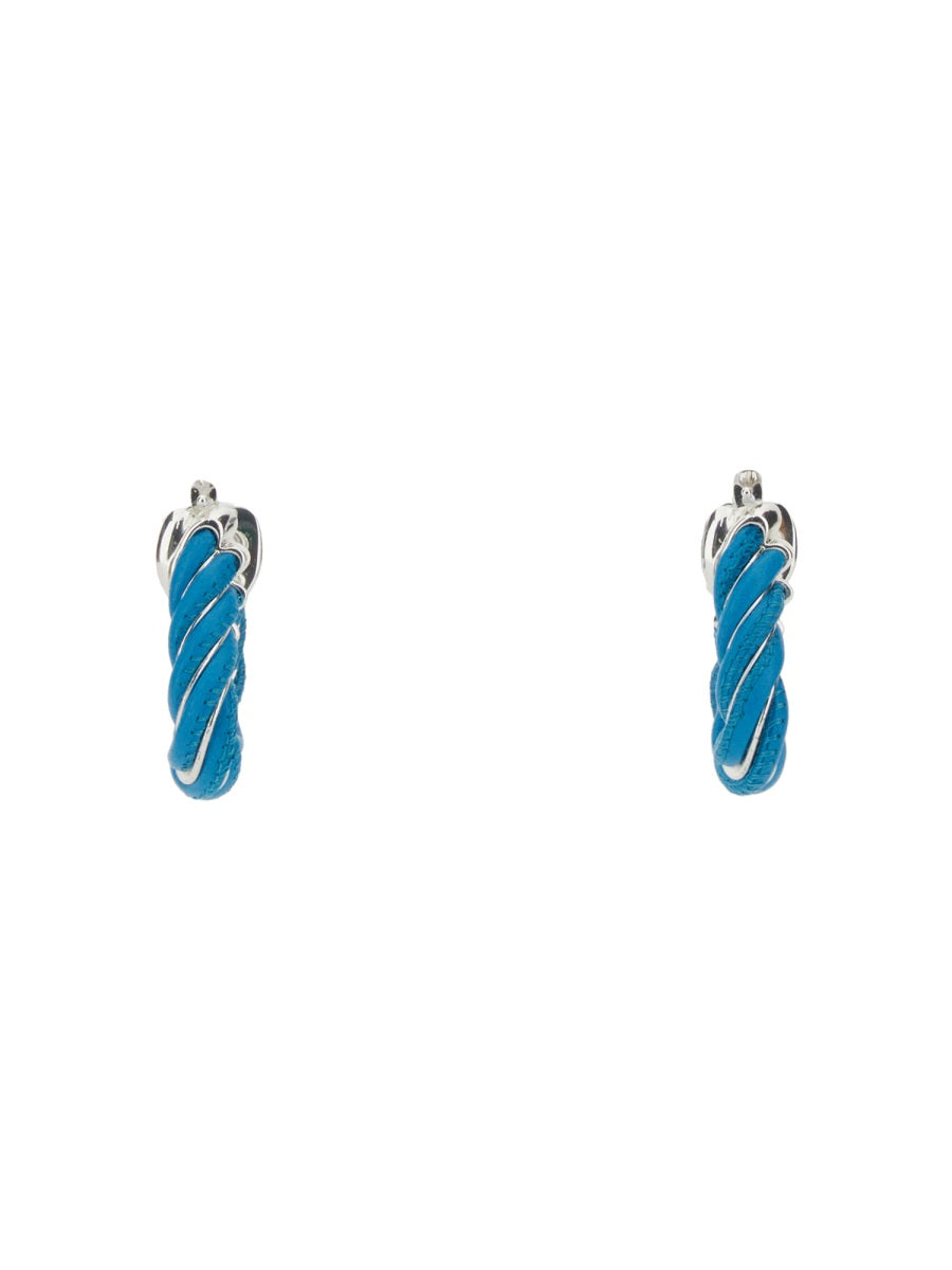 Triangular Twist Hoop Earrings with Silver