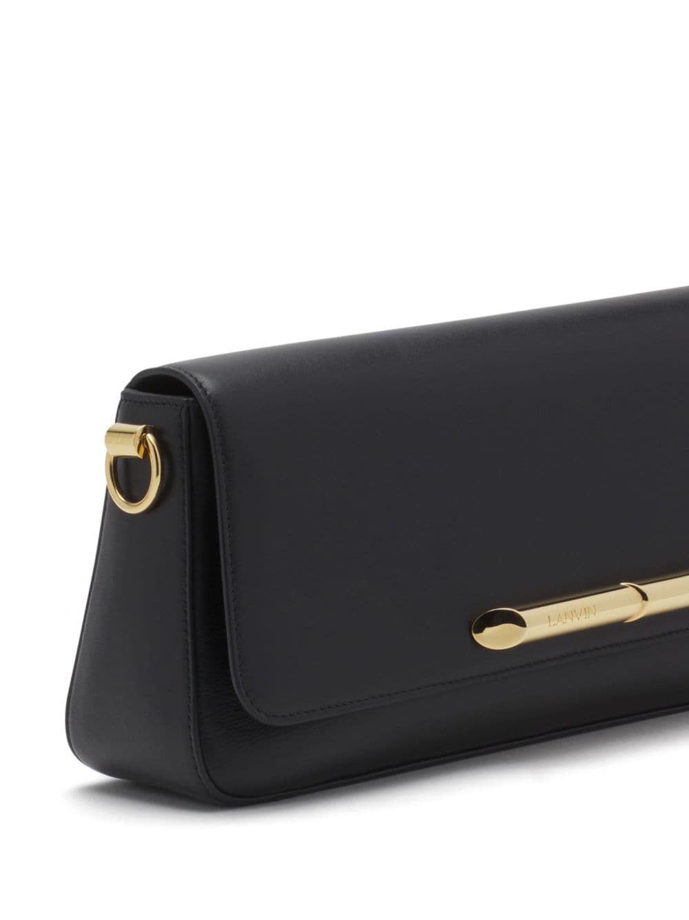 Smooth Black Leather Foldover Bag