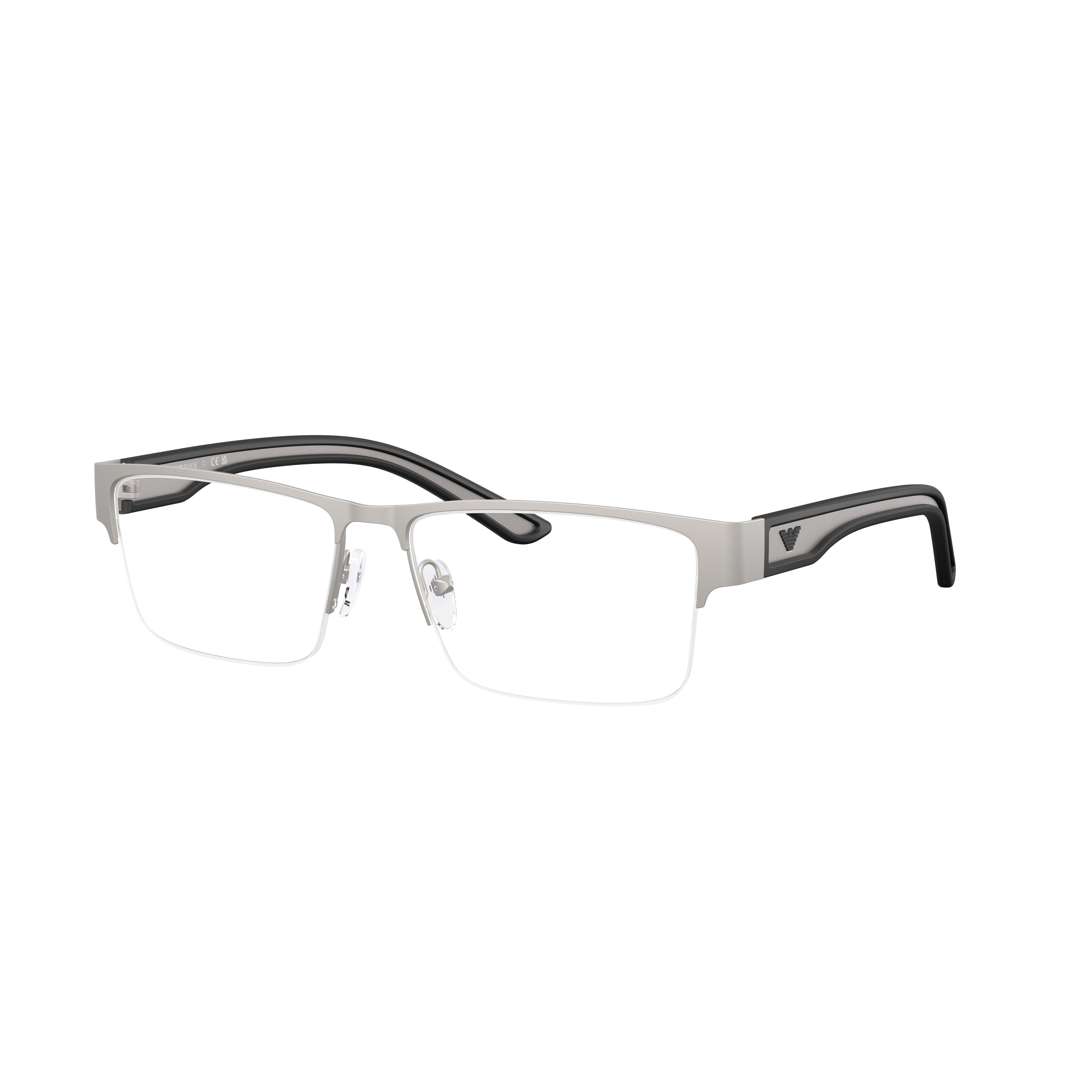 0ea1182 Semi-Rimless Rectangular Eyeglasses with Silver and Black Accents