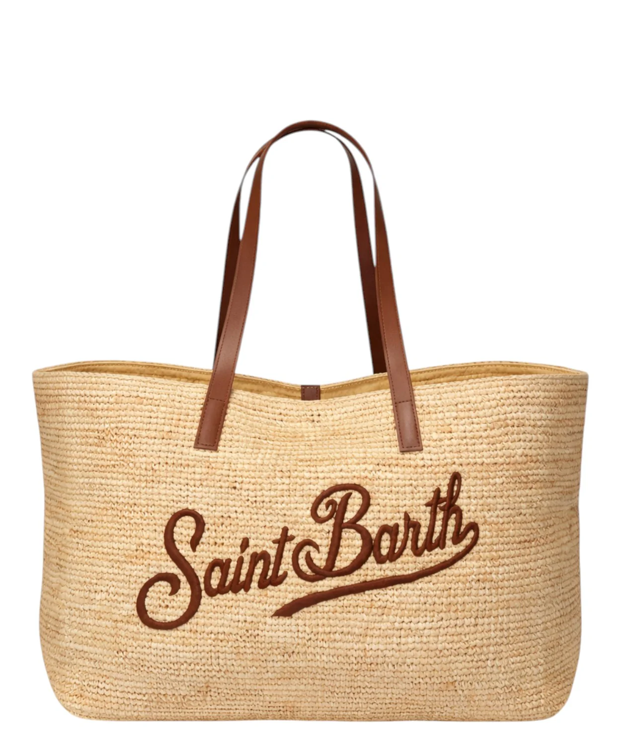 Woven Tote Bag with Leather Handles