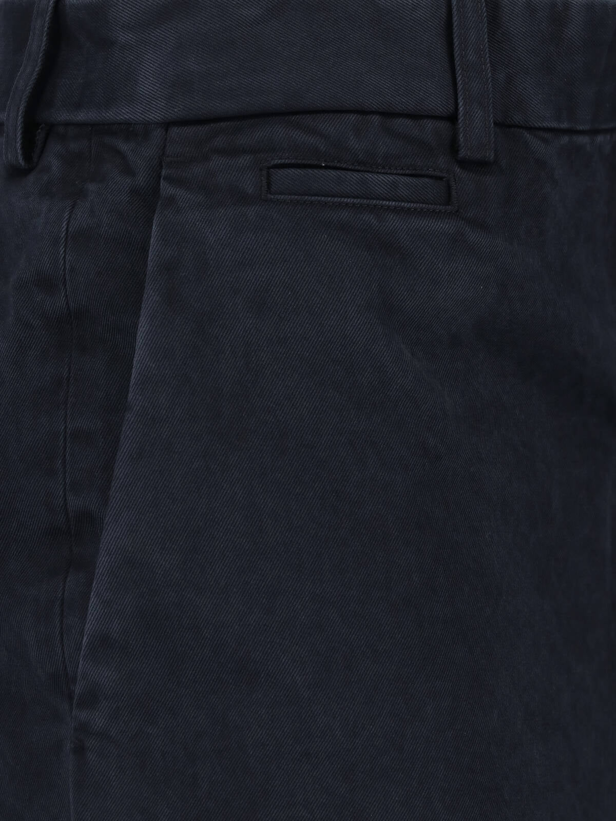 Black Straight-Leg Mid-Rise Tailored Trousers