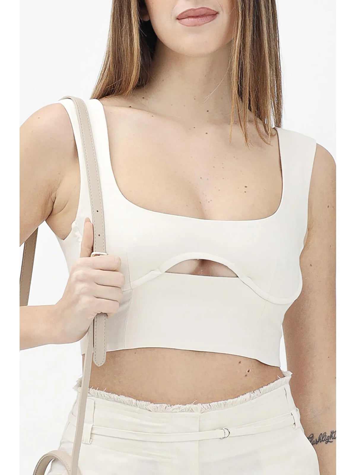 White Viscose Linen Top