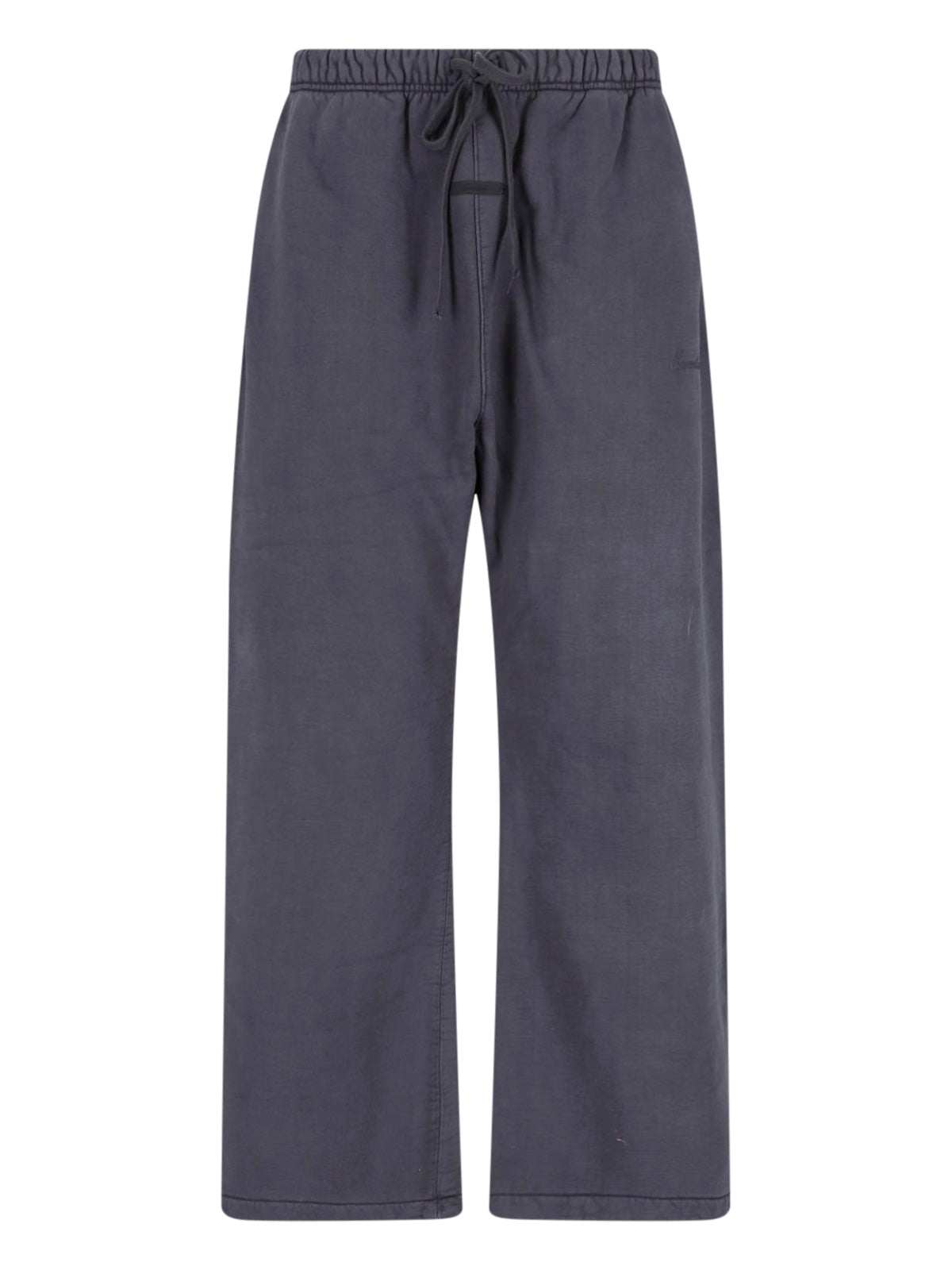Beige Wide-Leg Drawstring Cotton Trousers
