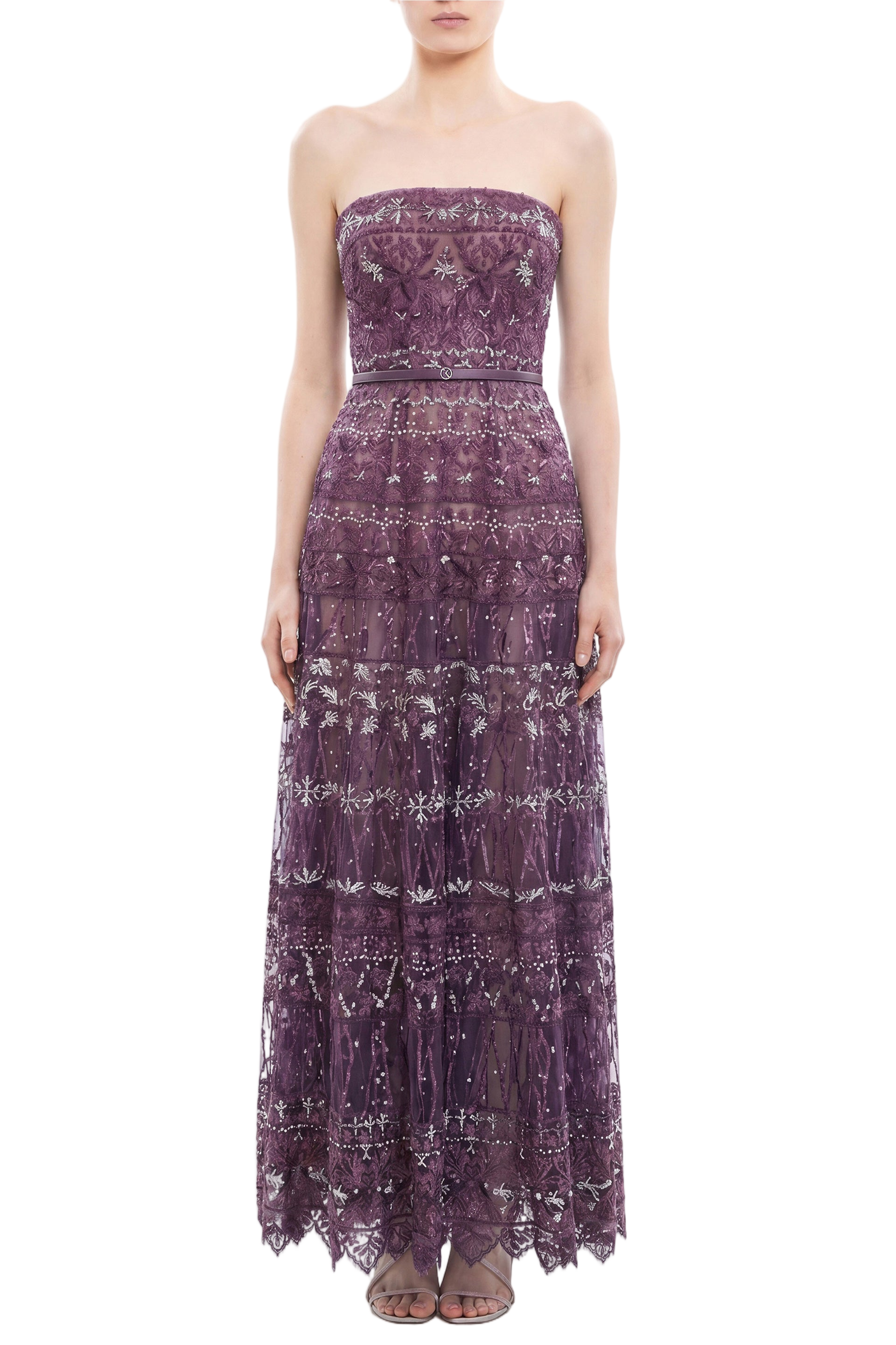 Strapless Beaded Tulle Dress