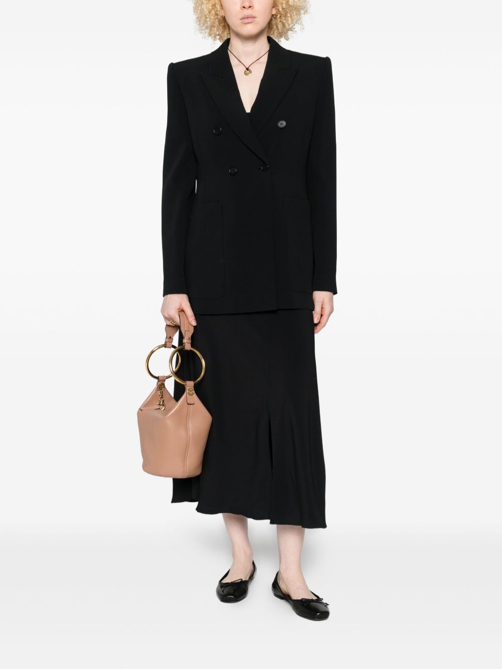 Double-Breasted Tailored Jacket In A Crêpe Mix