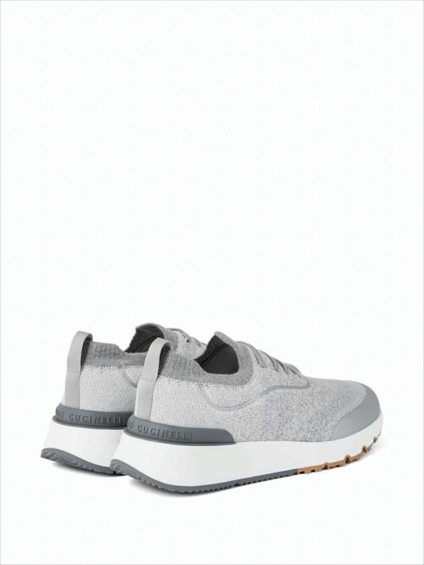Knitted Low-Profile Sneakers With Tonal Laces And Cushioned Midsole