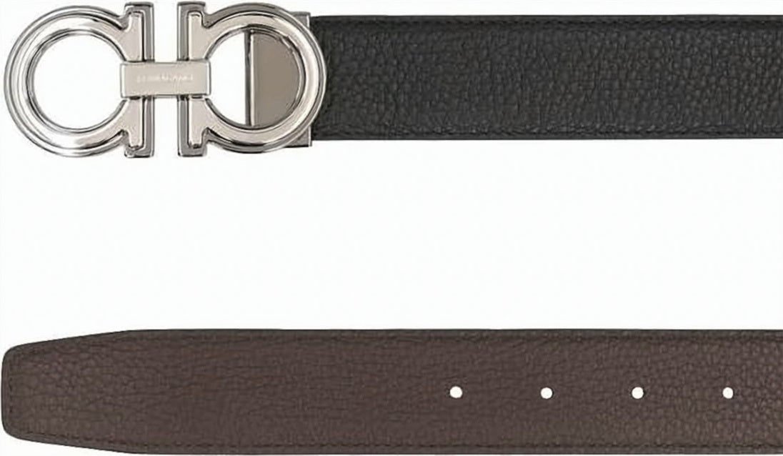 Textured Calf Leather Reversible Belt