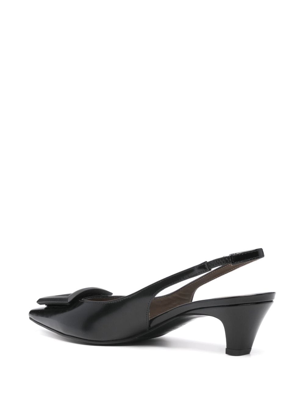 Polished Black Calf Leather Slingback Shoes
