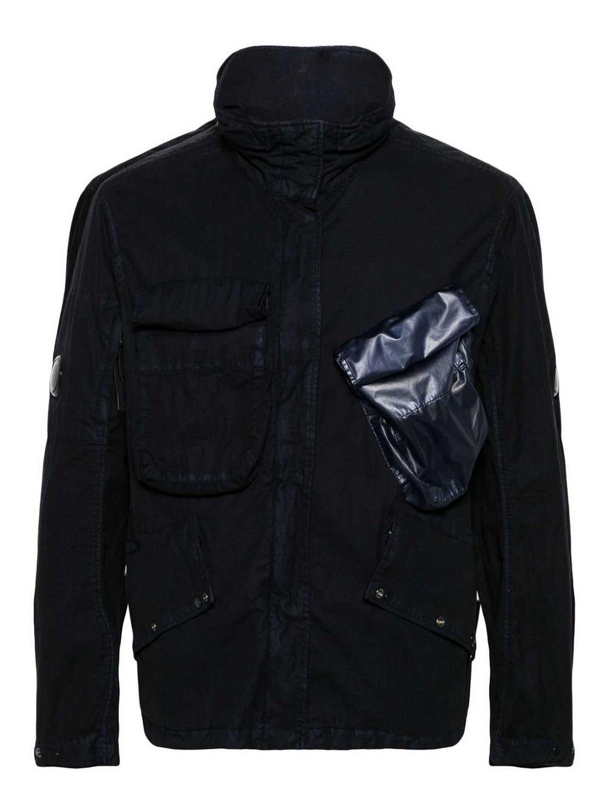 High-Collar Utility Jacket With Distinctive Chest Pocket