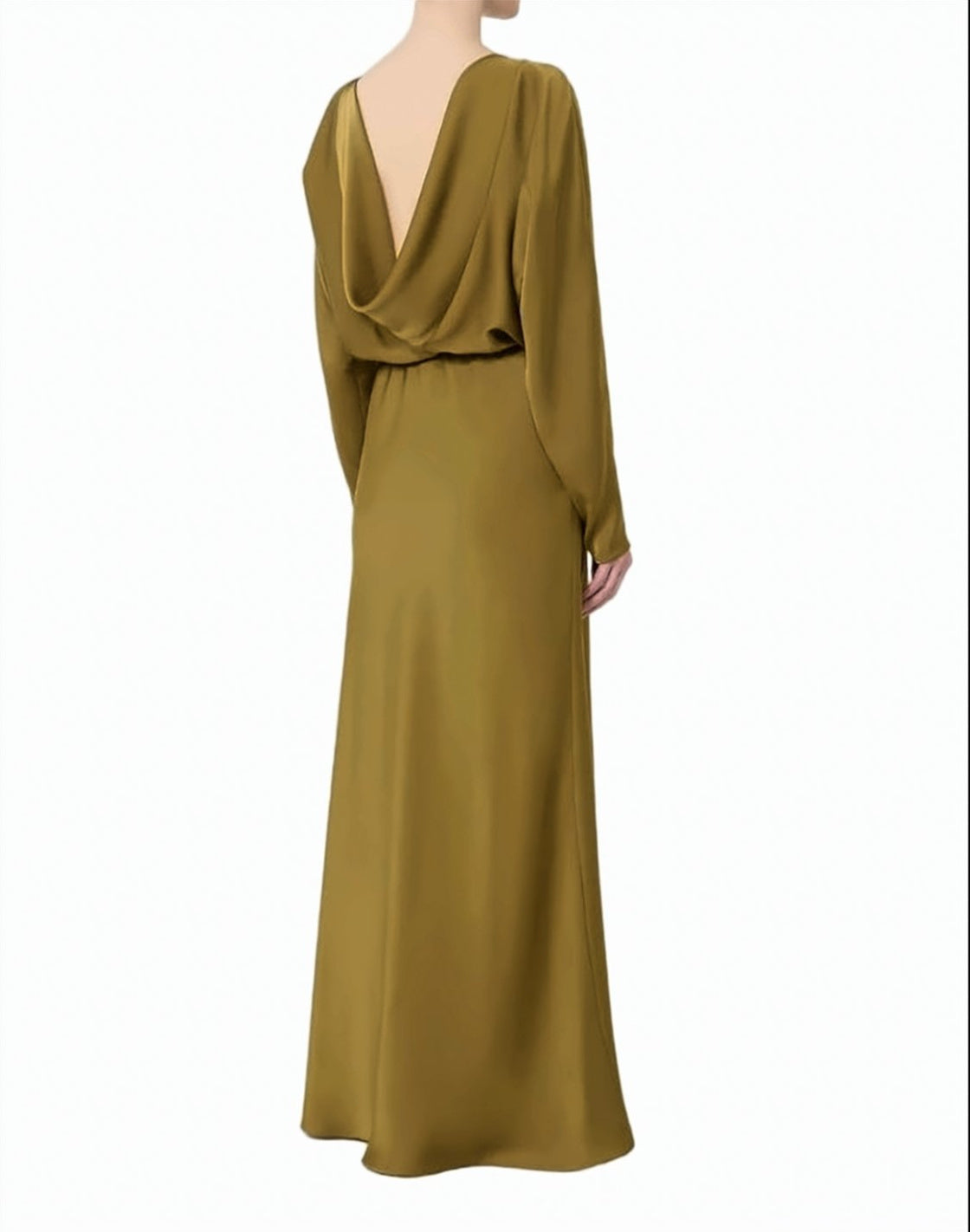 Green Satin Belted Maxi Dress