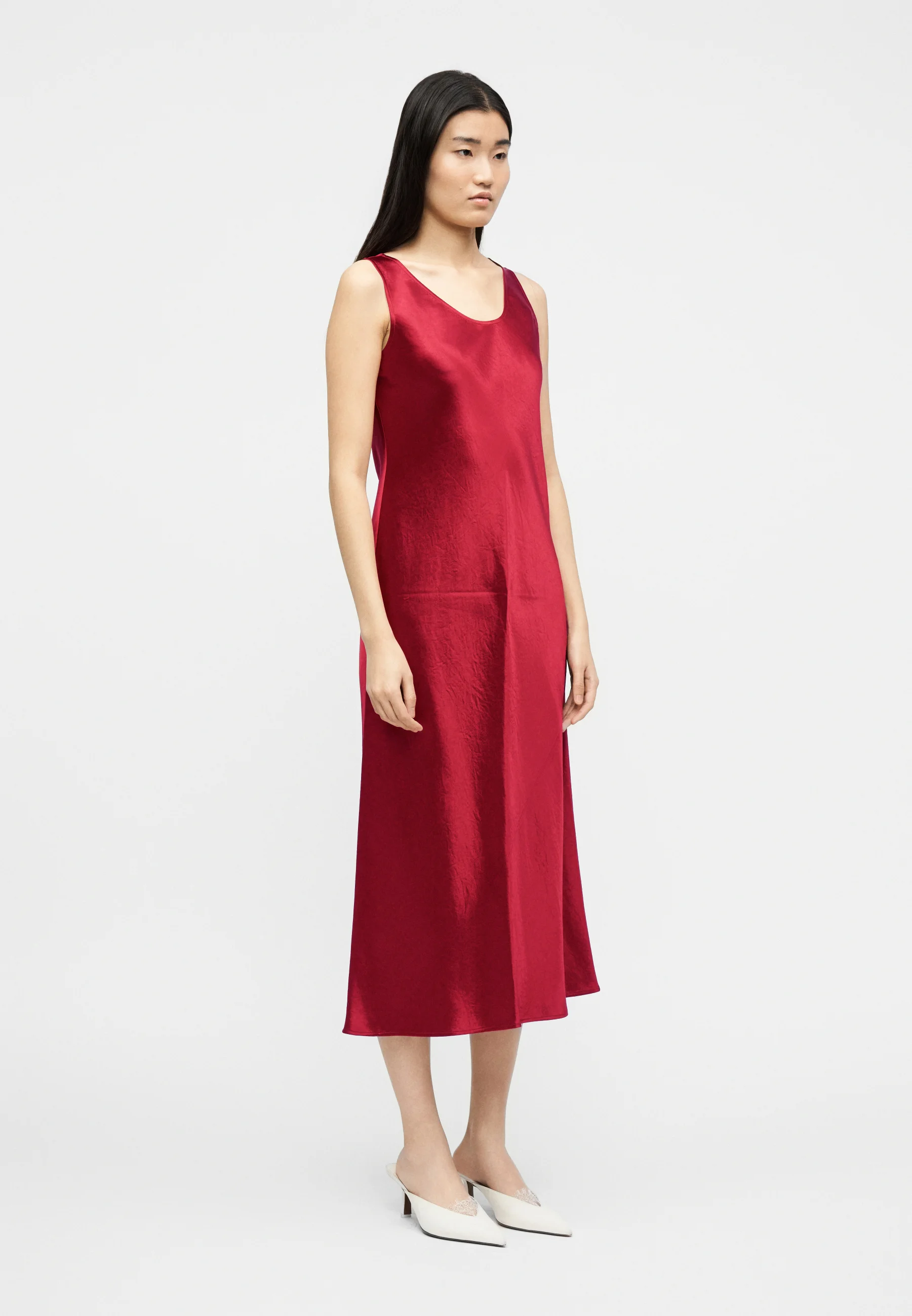 Red Acetate Evening Gown