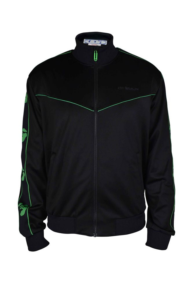 High-Collar Nylon Waistcoat With Green Logo Accents