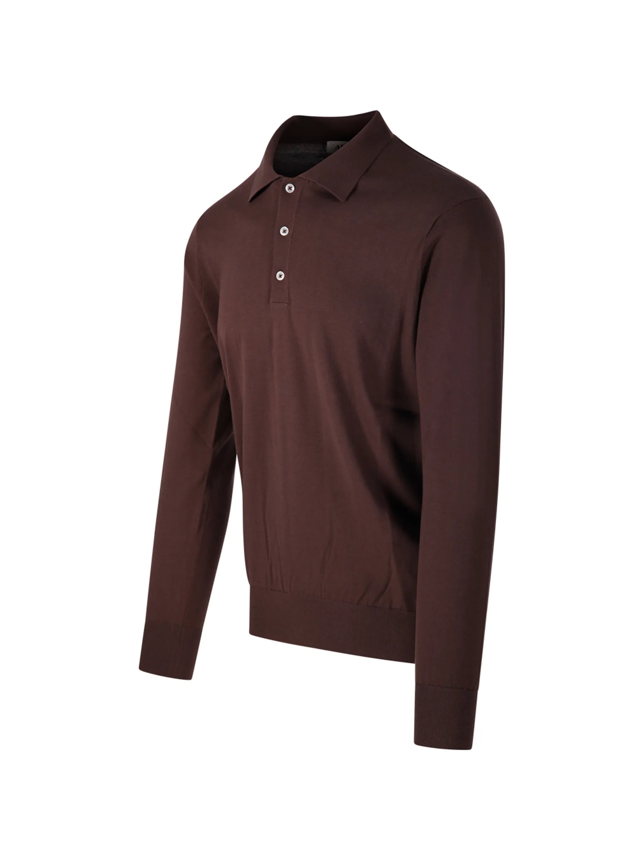 Deep Brown Polo Long-Sleeve Cotton Polo
