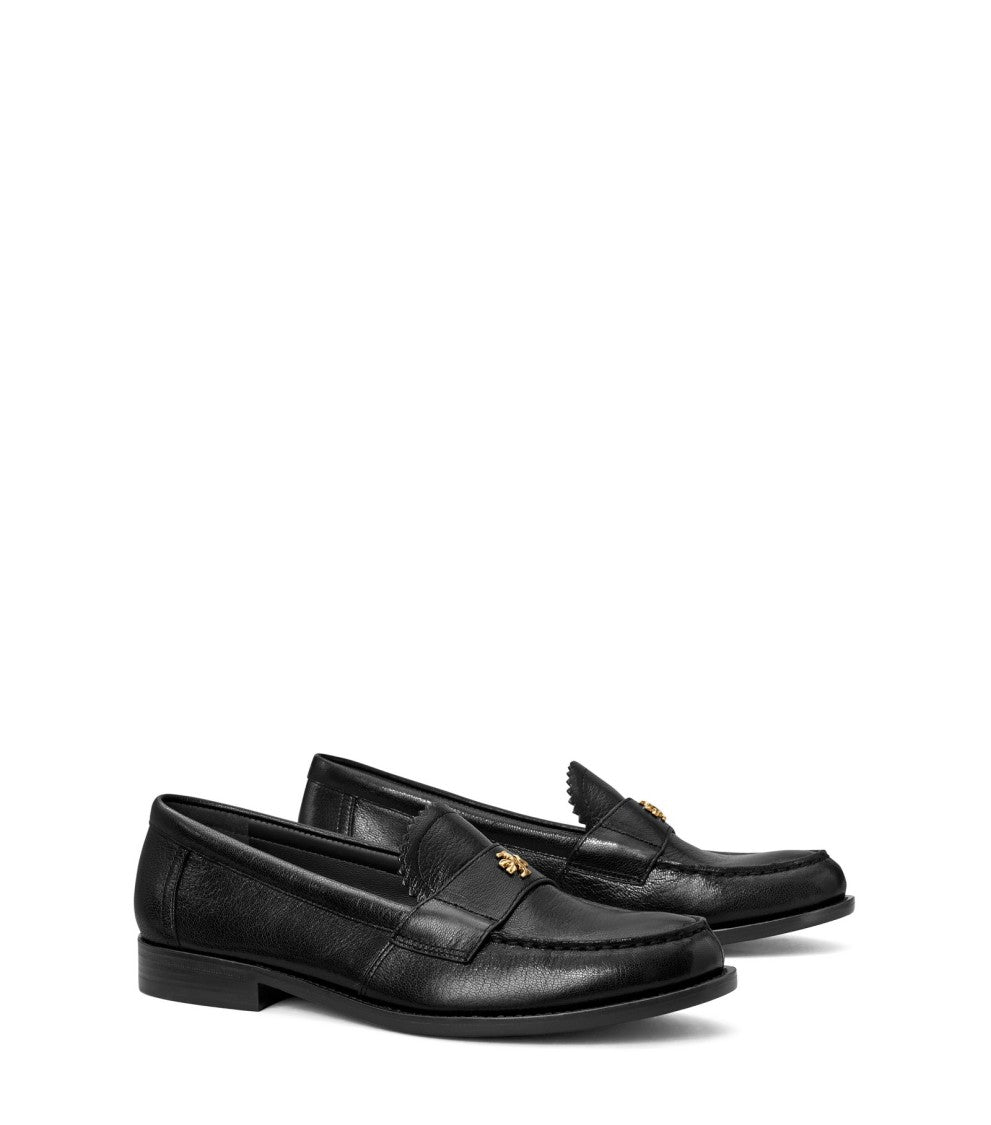 Caprine Leather Flat Shoes With Decorative Emblem