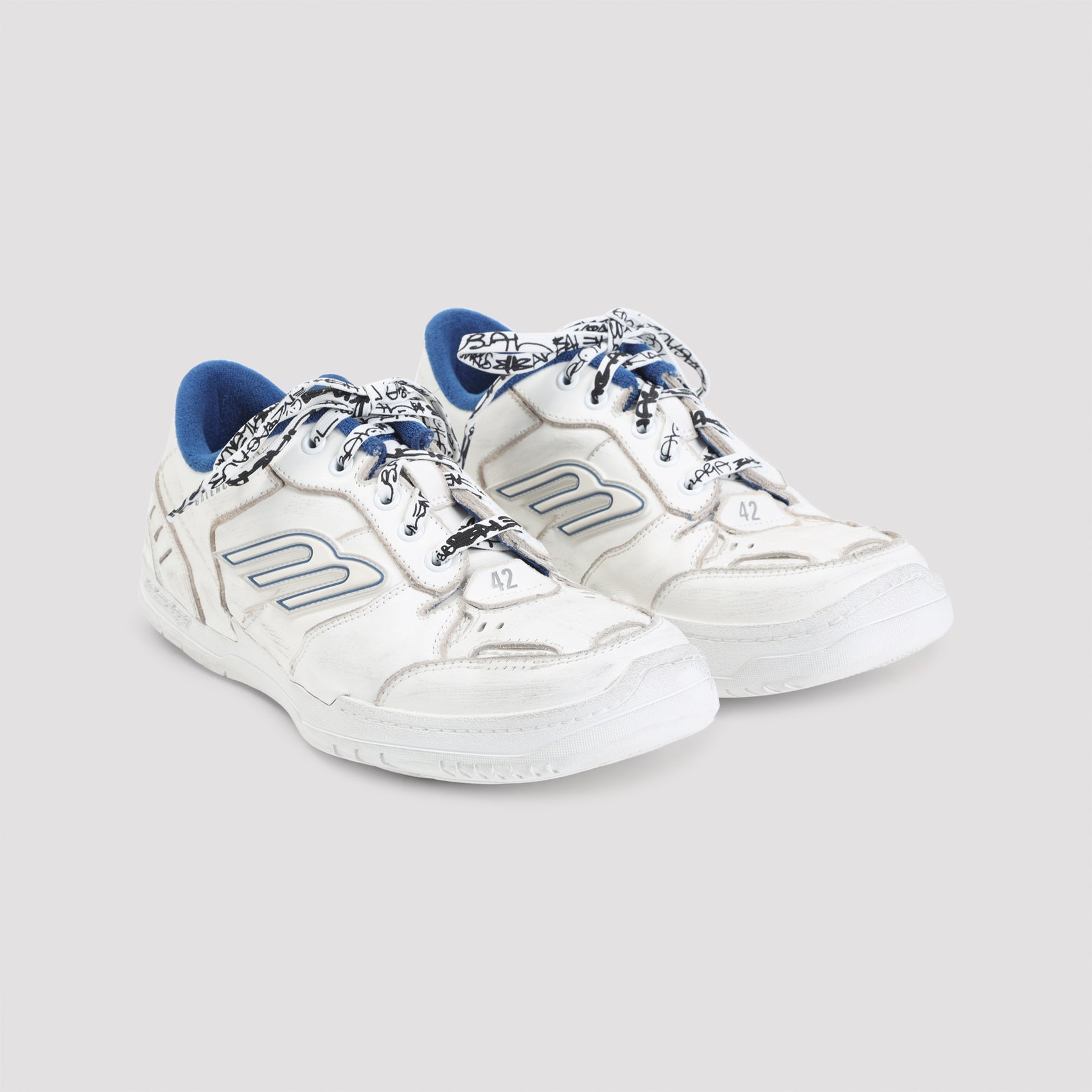 White Leather Low-Top Sneakers With Vintage Accents