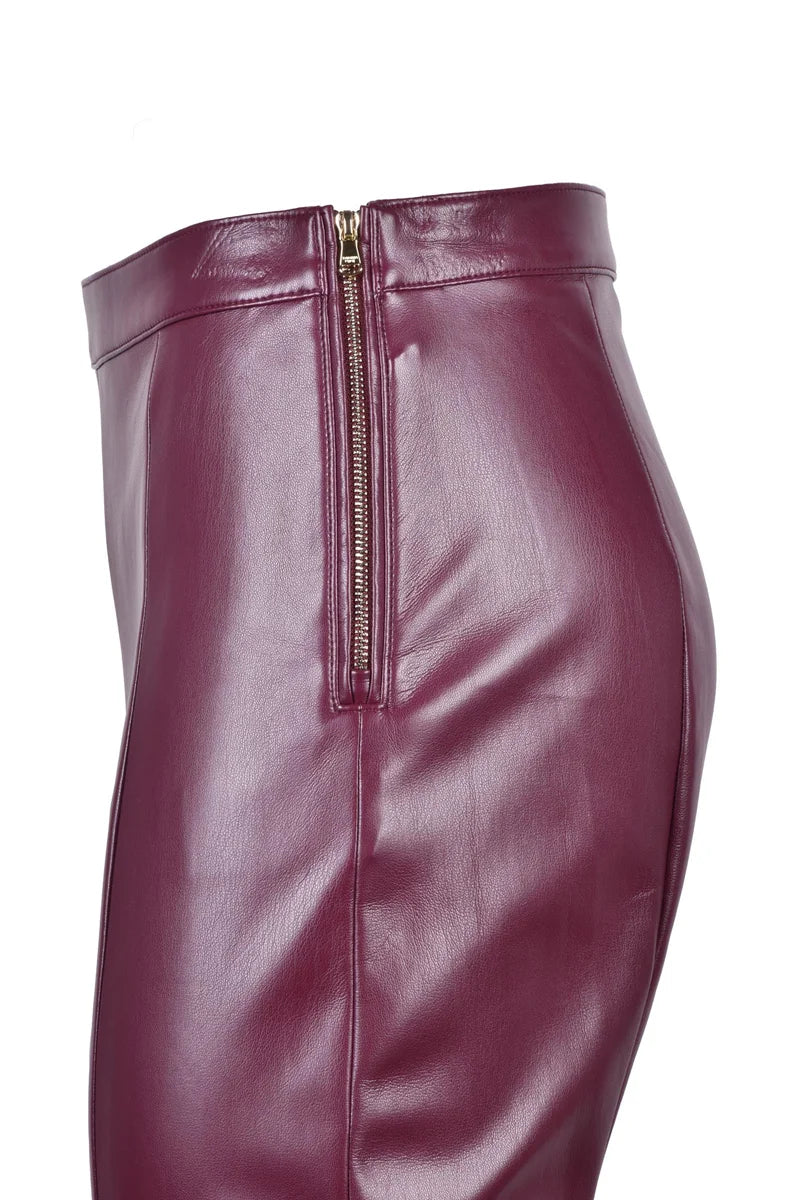 High-Waist Polyurethane Leggings Zip - Purple
