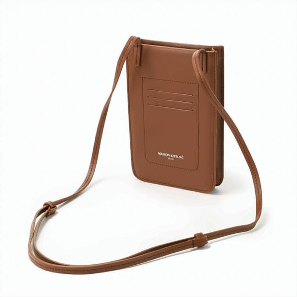Rectangular Brown Leather Crossbody Bag With Adjustable Strap