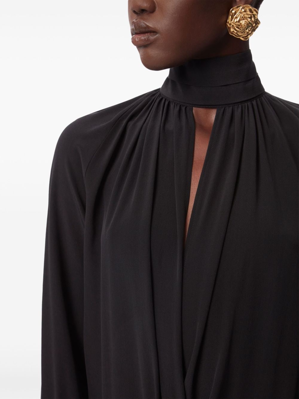 Pleated Silk Midi Dress