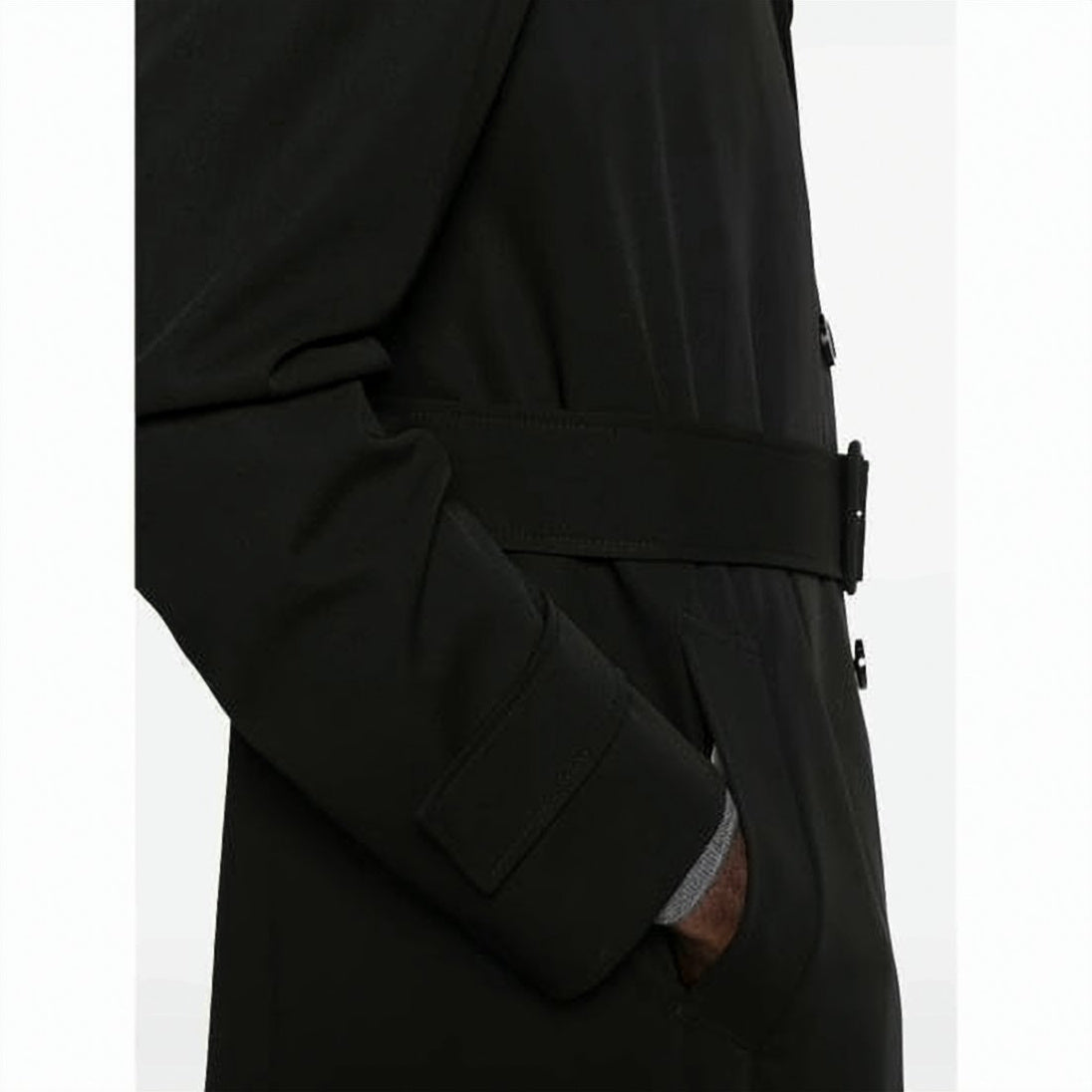 Long Black Wool Coat With Classic Collar