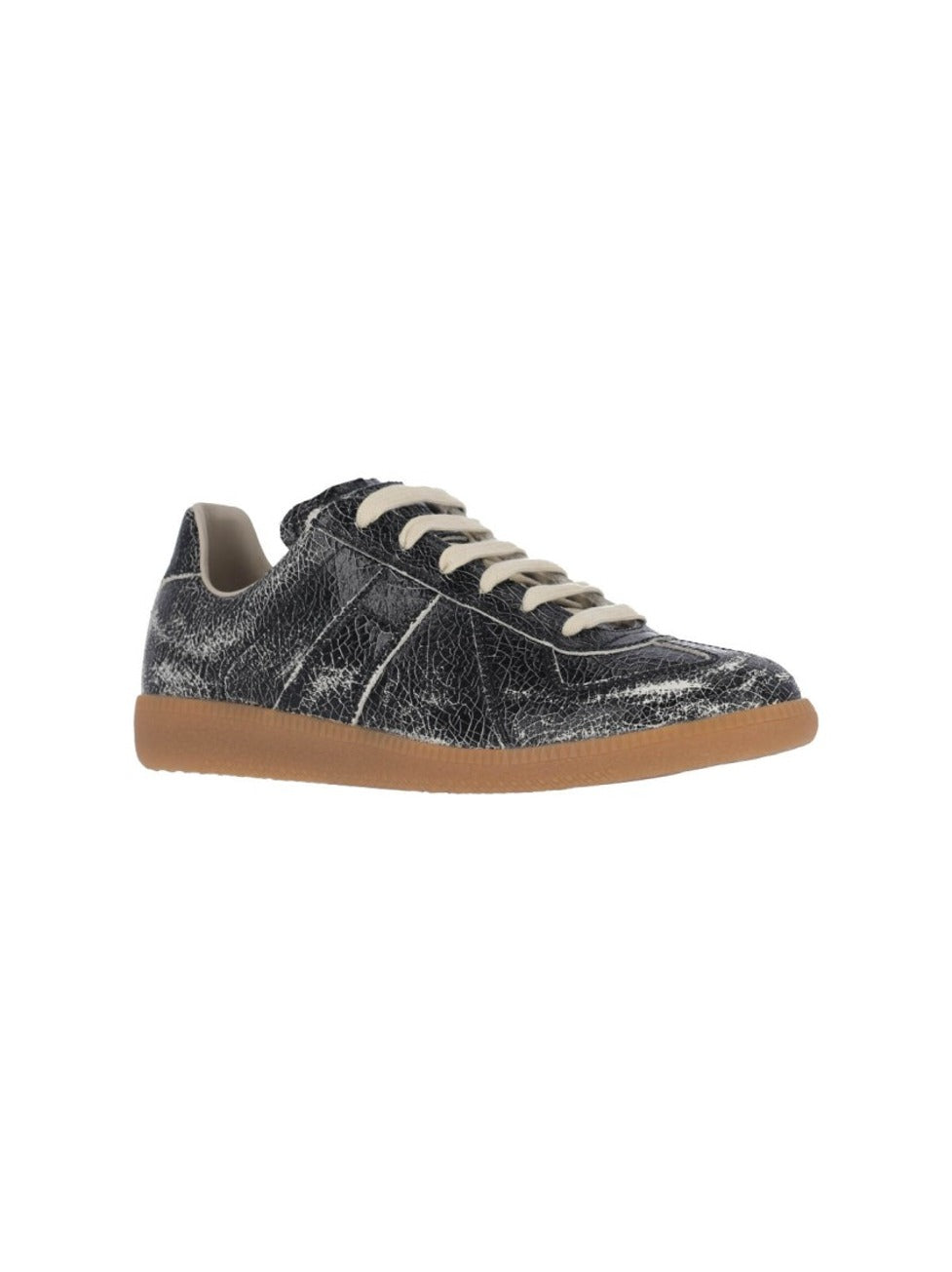 Cracked Leather Low-Top Sneakers