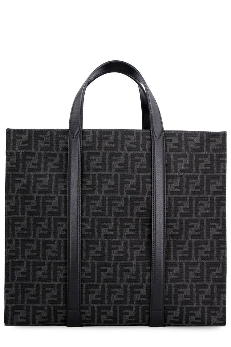 Structured Monogram Pattern Tote Bag