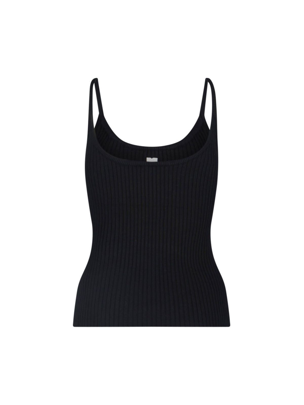 Tank Top, In Black Fabric, Ribbed Workmanship