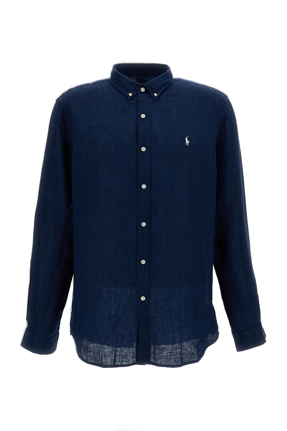 Blue Linen Button-Down Shirt