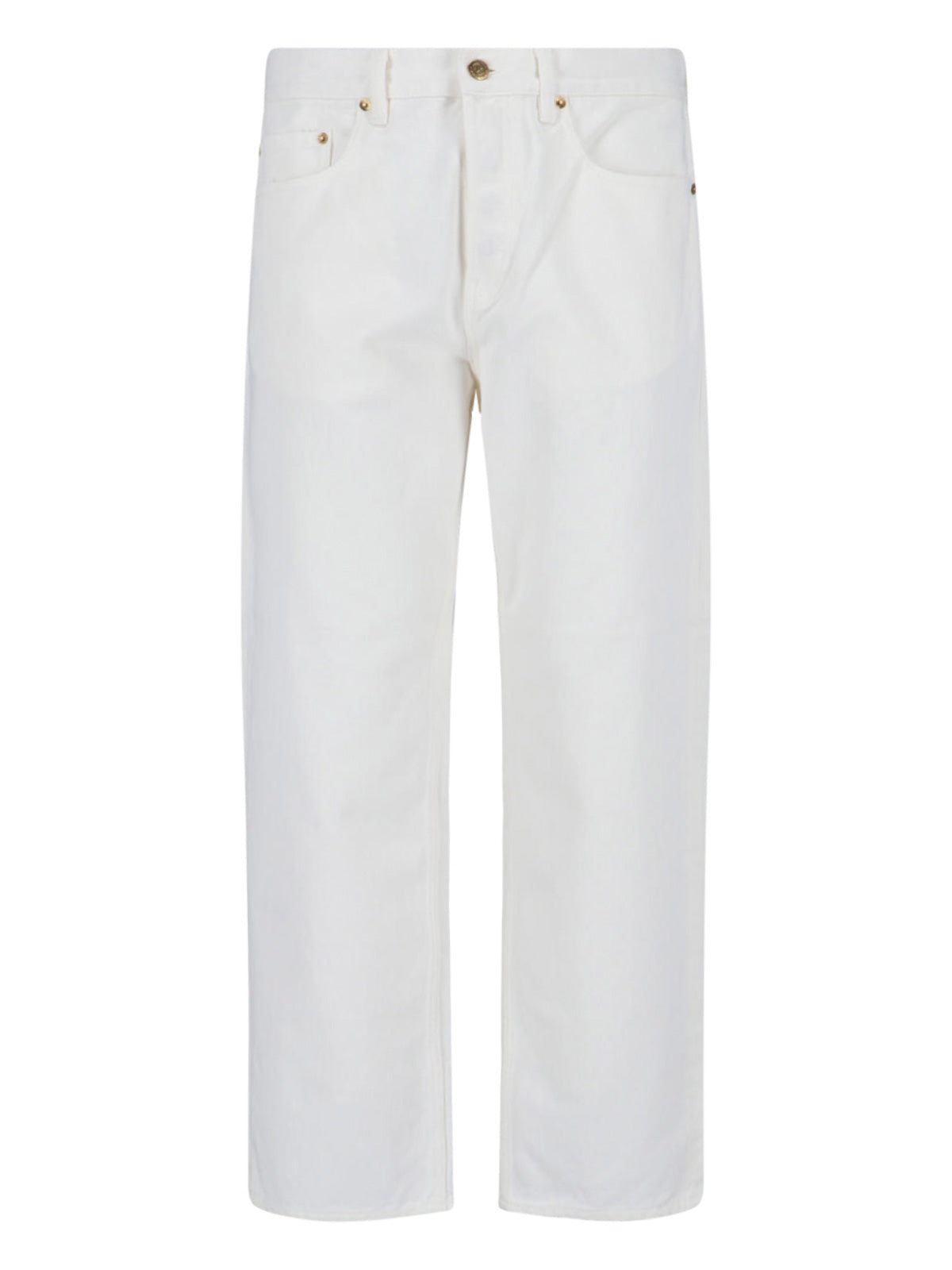 Straight-Leg White Jeans with Five-Pocket Design