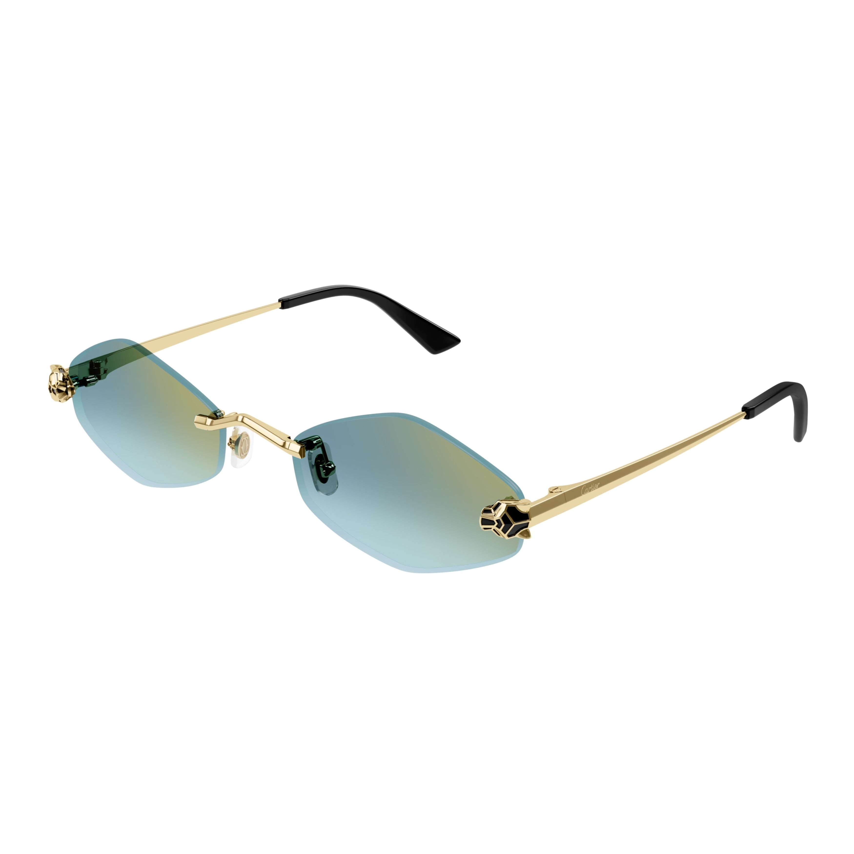 Rimless Sunglasses With Gradient Lenses And Panther Motif