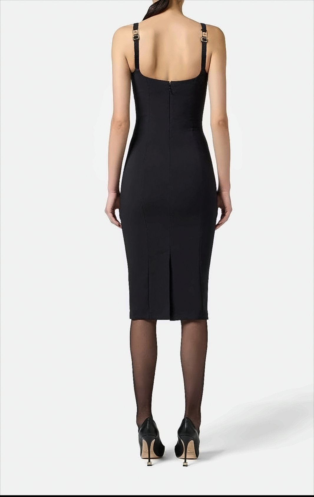 Fitted Black Crepe Sheath Dress