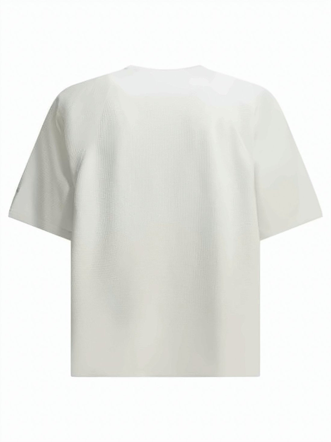 White Short-Sleeved Boxy Waffle Pattern T-Shirt